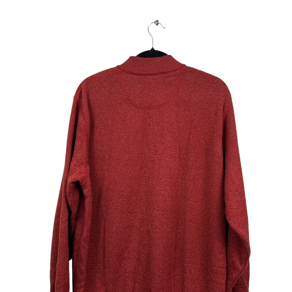 Greg Norman Mens Sweater Quarter Zip Mock Collar Pullover Burnt Red Size M*